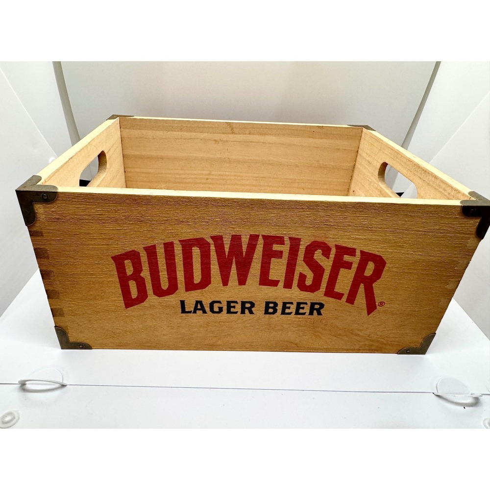 Budweiser Wood Crate Vintage Style Lager Beer Storage Box Man Cave Decor 2016